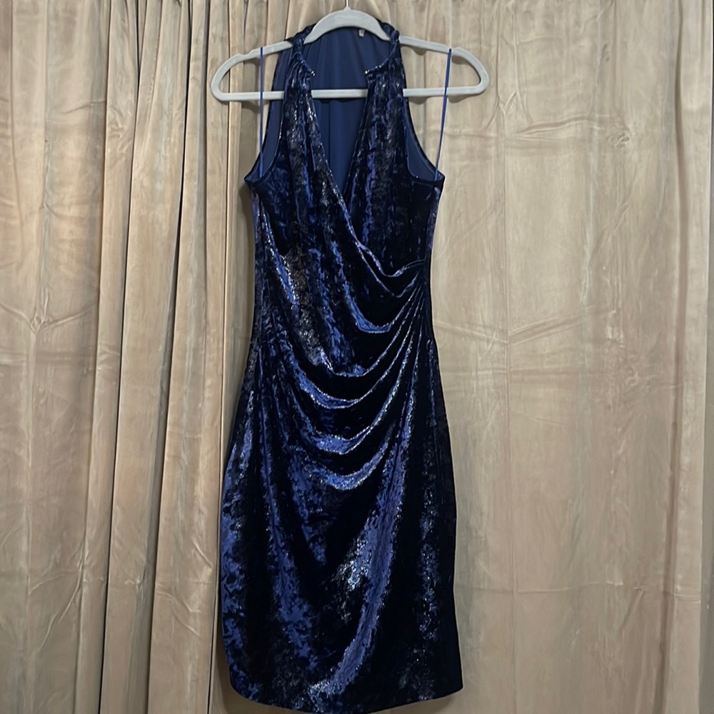 T Tahari velvet galaxy blue dress